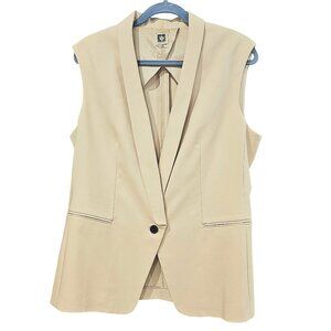 9.Anne Klein Wheat Beige One-Button Suit Jacket Vest Plus Size 16